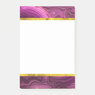 Lila Amethyst und Abstraktes Gold Post-it Klebezettel