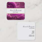 Lila Amethyst und Abstraktes Gold Quadratische Visitenkarte (Vorne/Hinten)