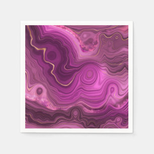 Lila Amethyst und Abstraktes Gold Serviette