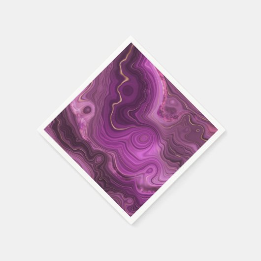 Lila Amethyst und Abstraktes Gold Serviette (Ecke)