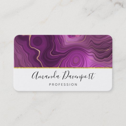 Lila Amethyst und Abstraktes Gold Visitenkarte (Vorderseite)