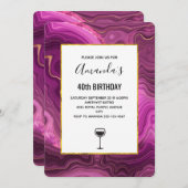 Lila Amethyst und Gold Abstrakt Agate Geburtstag Einladung (Vorne/Hinten)