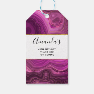 Lila Amethyst und Gold Abstrakt Agate Geburtstag Geschenkanhänger