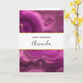 Lila Amethyst und Gold Abstrakt Agate Geburtstag Karte (Gelbe Blume)