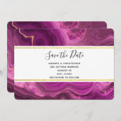 Lila Amethyst- und Gold-Abstrakt Agate-Hochzeit Save The Date (Vorne/Hinten)