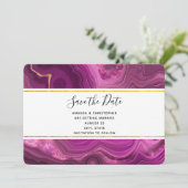 Lila Amethyst- und Gold-Abstrakt Agate-Hochzeit Save The Date (Stehend Vorderseite)
