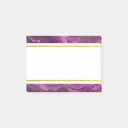 Lila Amethyst und Gold Abstrakt Agate Post-it No Klebezettel (Vorderseite)