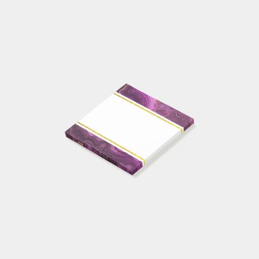 Lila Amethyst und Gold Abstrakt Agate Post-it No Post-it Klebezettel (angewinkelt)