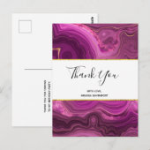 Lila Amethyst und Gold Abstrakte Agate Vielen Dank Postkarte (Vorne/Hinten)