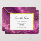 Lila Amethyst und Gold Abstrakte Agate Wedding SA Save The Date (Vorne/Hinten)
