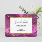 Lila Amethyst und Gold Abstrakte Agate Wedding SA Save The Date (Stehend Vorderseite)