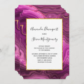 Lila Amethyst und Gold Abstrakte Hochzeit in Einladung (Vorne/Hinten)