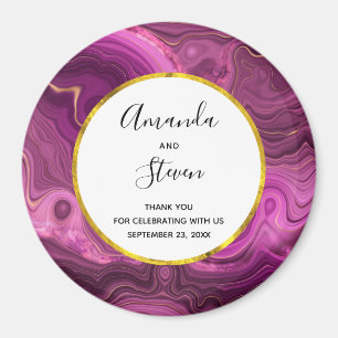 Lila Amethyst und Gold Achat Hochzeits-Dankeschön Magnet