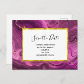 Lila Amethyst und Gold Save the Date Abstrakt Einladungspostkarte (Vorne/Hinten)