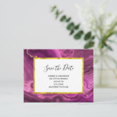 Lila Amethyst und Gold Save the Date Abstrakt Einladungspostkarte (Stehend Vorderseite)