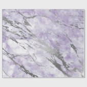 Lila Amethyst White Silver Gray Marble Shiny Geschenkpapier (Flach)