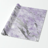 Lila Amethyst White Silver Gray Marble Shiny Geschenkpapier (Ungerollt)
