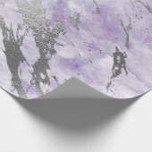 Lila Amethyst White Silver Gray Marble Shiny Geschenkpapier (Ecke)