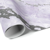 Lila Amethyst White Silver Gray Marble Shiny Geschenkpapier (Rolleneckpunkt)