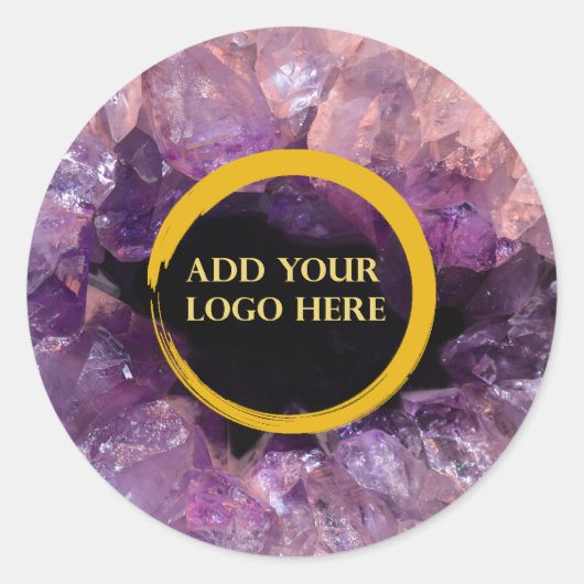 Lila Amethyste fügen Sie ein eigenes Logo beruflic Runder Aufkleber (Vorderseite)