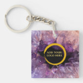 Lila Amethyste fügen Sie ein eigenes Logo beruflic Schlüsselanhänger (Vorderseite)