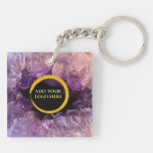 Lila Amethyste fügen Sie ein eigenes Logo beruflic Schlüsselanhänger (Rückseite)