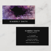 Lila Amethyste-Gemsteingeode schwarz beruflich Visitenkarte (Vorne/Hinten)