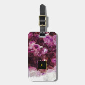 Lila Amethystgold mit Monogramm elegant Gepäckanhänger (Vorderseite vertikal)