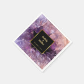 Lila Amethyststein Braut und Bräutigam Hochzeit Serviette (Ecke)