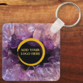 Lila Amethyststein hinzufügen Logo beruflich Schlüsselanhänger (Rückseite)