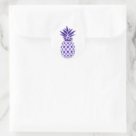 Lila Ananas Runder Aufkleber (Tasche)