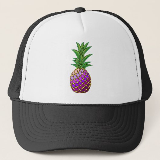 Lila Ananas Truckerkappe (Vorderseite)