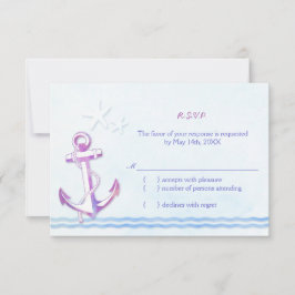 Lila Anchor Nautical Beach Hochzeit UAWG RSVP Karte