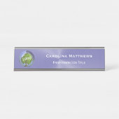 Lila Änderung von Geschäftslogo Schreibtischnamensplakette (Vorderseite )