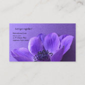 Lila Anemon auf gleichfarbigem Hintergrund Visitenkarte (Rückseite)