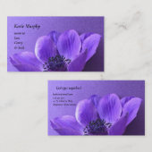 Lila Anemon auf gleichfarbigem Hintergrund Visitenkarte (Vorne/Hinten)