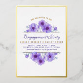 Lila Anemon-Blütenfarbe Verlobung Folieneinladung (Vorderseite)