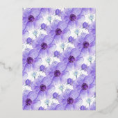 Lila Anemon-Blütenfarbe Verlobung Folieneinladung (Rückseite)