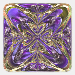 Lila Anemone Abstrakt Quadratischer Aufkleber