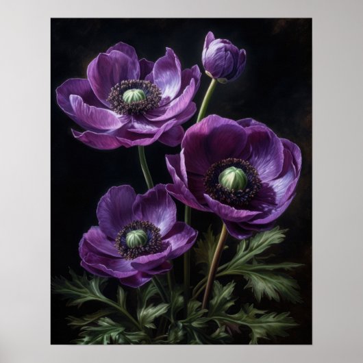 Lila Anemone Blume Art Print Poster (Vorne)