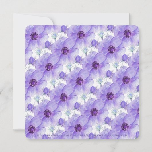Lila Anemone Blütenfarbe Hochzeit lädt ein Einladung (Rückseite)