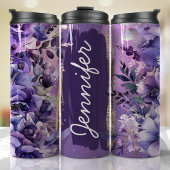 Lila Anemone Floral Add Name Custom Gift Thermosbecher