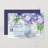 Lila Anemone Hochzeitsfeier RSVP Karte (Vorne/Hinten)