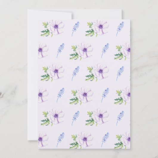 Lila Anemone Hyacinth Spring Brautparty Einladung (Rückseite)