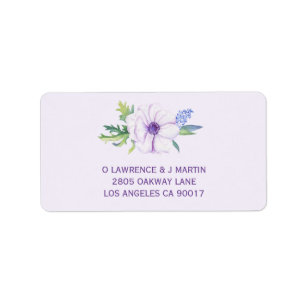 Lila Anemone und Hyacinth Frühlingsflorale Adressaufkleber