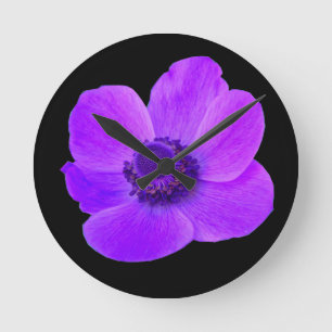 Lila Anemone Wall Clock Runde Wanduhr