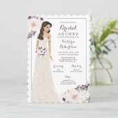 Lila Anemonenbrücke im Brautparty Gown Einladung (Stehend Vorderseite)