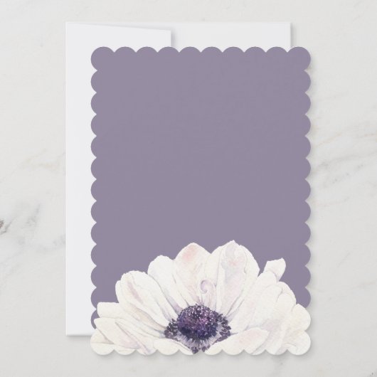 Lila Anemonenbrücke im Gown-Brautparty Einladung (Rückseite)