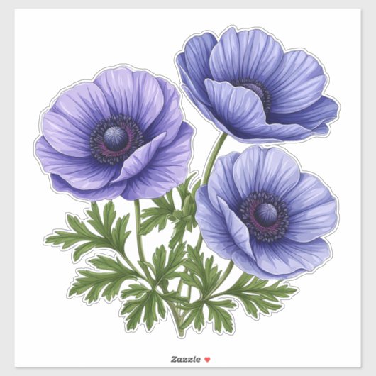 Lila Anemonenstrauß Aufkleber (Blatt)