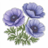 Lila Anemonenstrauß Aufkleber (Vorderseite)